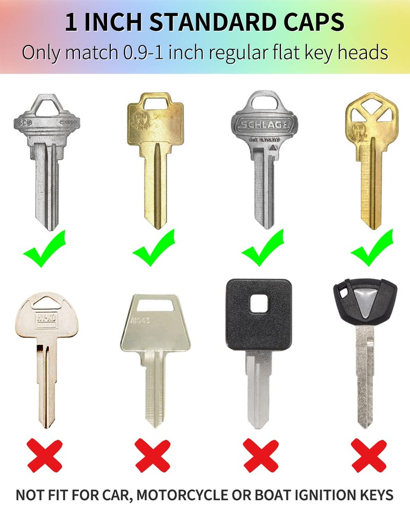 Uniclife 32 PCS 1 Inch Key Cap Covers Key Identifiers Markers Protectors for Standard Regular Thin Flat House Keys (Not Suitable for Odd-Shaped Keys), 8 Assorted Colors - Image 2